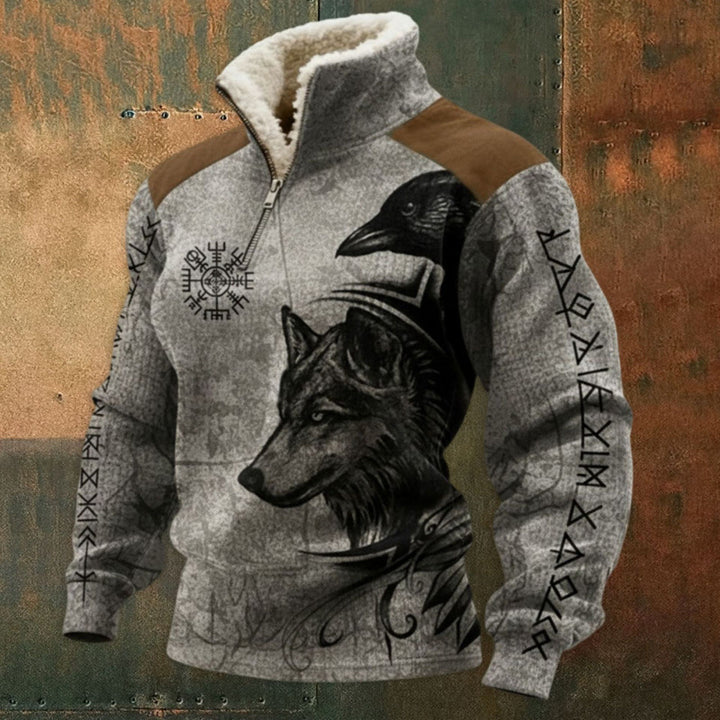 Herren Urbaner Fleece Pullover mit Baum-Motiv Echoarchiv