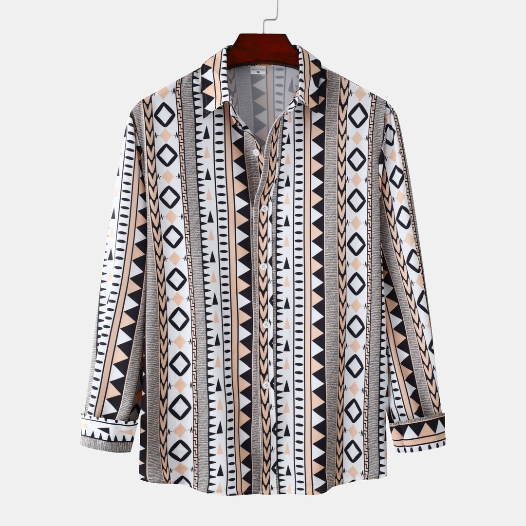Herren Langarmhemd mit trendigem Geometrie-Design Echoarchiv