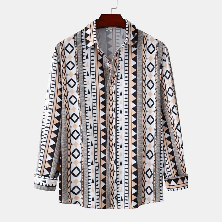 Herren Langarmhemd mit trendigem Geometrie-Design Echoarchiv