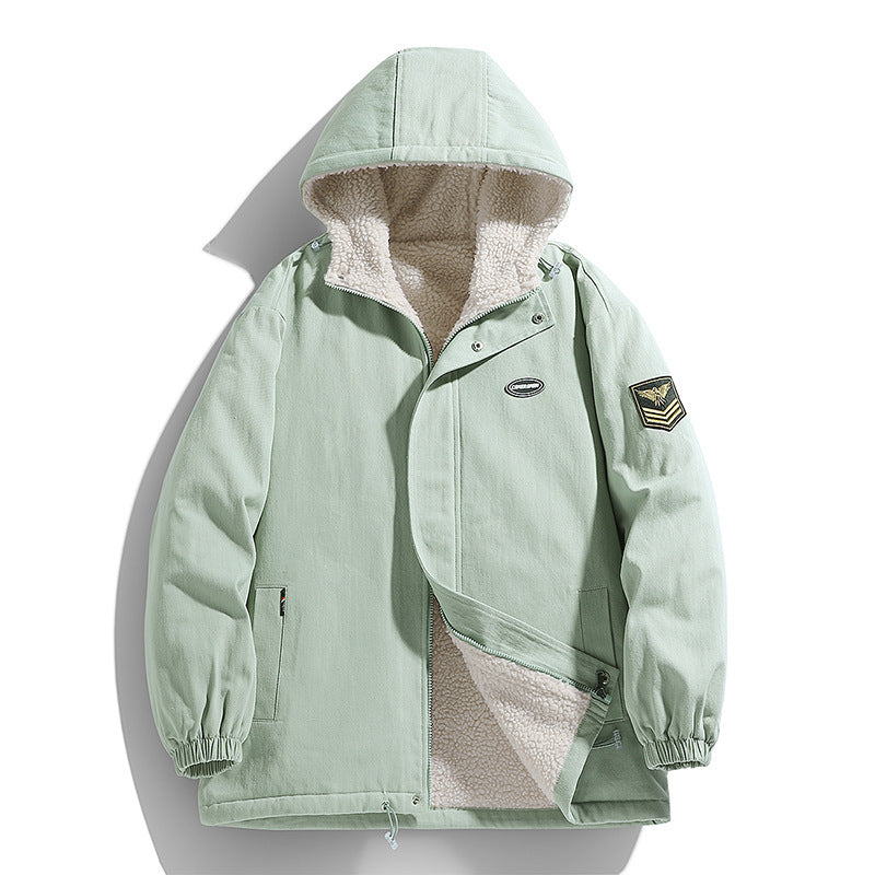 Herren Kapuzen-Canvasparka mit Teddyfleece-Innenfutter und Military‑Patch Echoarchiv