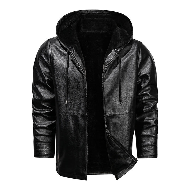 Herren Kapuzen-Lederoptikblouson mit wärmender Teddyfutter‑Innenlage – Taviero
