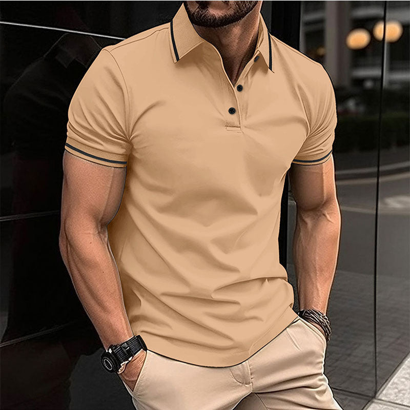 Herren Polohemd mit kontrastierendem Kragen und sportlichem Schnitt Echoarchiv