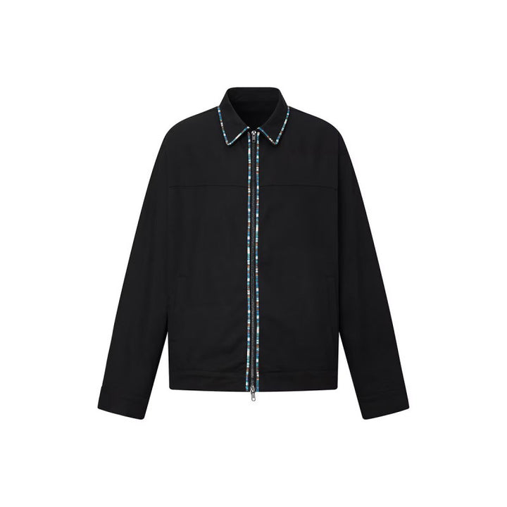 Herren Leichte Blousonjacke mit kontrastierter Zierband-Blende Echoarchiv