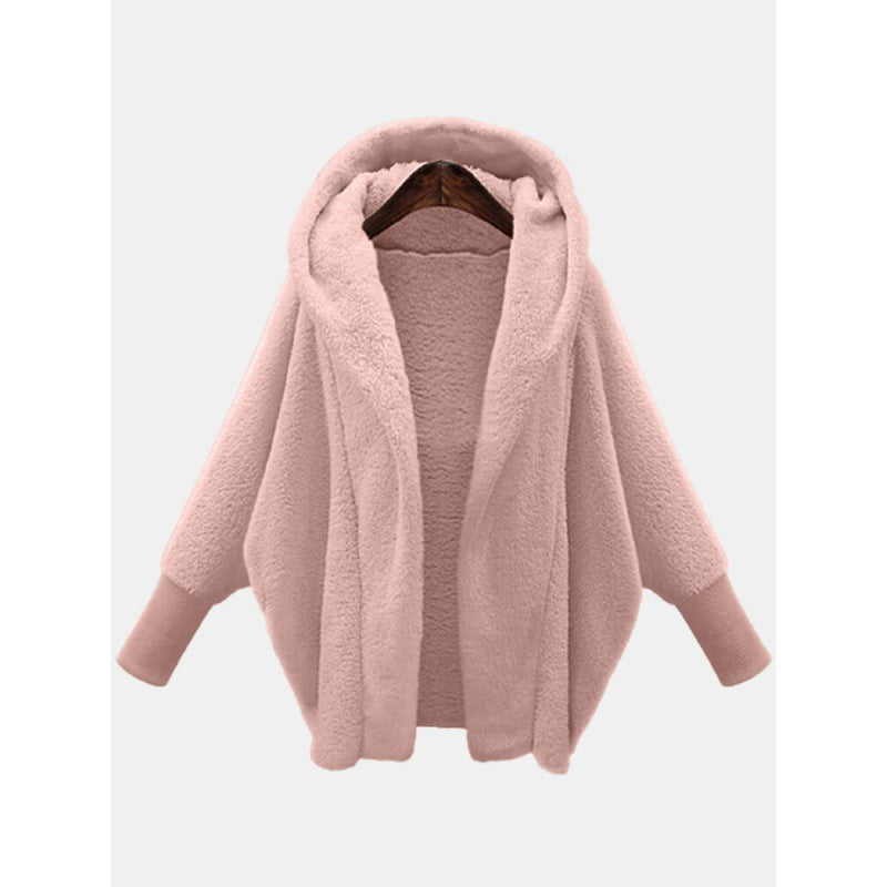 Damen Kuscheliger Oversize-Kapuzencardigan aus Teddyfleece mit Fledermausärmeln Echo Archiv