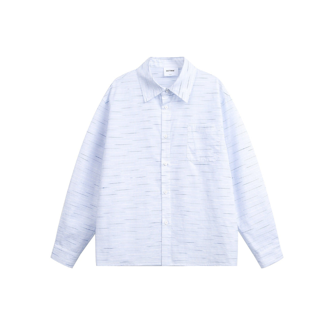 Damen Weites Oversize-Hemd mit feiner Streifenstruktur und Brusttasche Echoarchiv