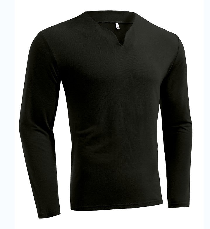 Herren nan Langarmshirt mit V-Ausschnitt Slim Fit Baumwollmix und elastischem Komfortbund Echo Archiv