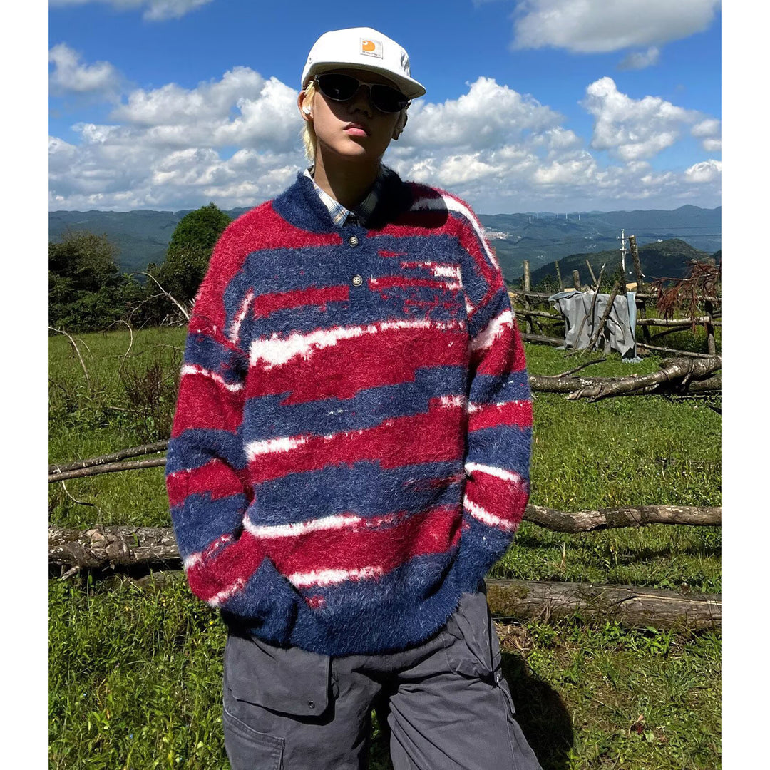 Damen Kuscheliger Oversized Pullover mit Streifen Echoarchiv