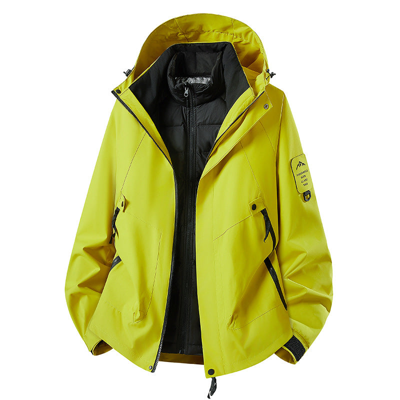 Herren Zwei-in-eins Wetterschutzjacke mit abnehmbarer Steppweste und verstellbarer Kapuze Echoarchiv