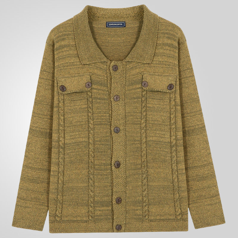 Herren Strickjacke mit Zopfmuster und praktischen Taschen Echoarchiv