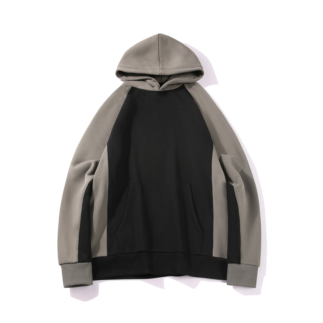 Herren Kapuzenpullover im Colourblock-Design mit Raglanärmeln, Kängurutasche und geripptem Saum Echo Archiv