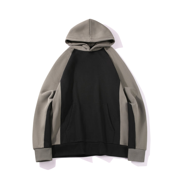 Herren Kapuzenpullover im Colourblock-Design mit Raglanärmeln, Kängurutasche und geripptem Saum Echo Archiv