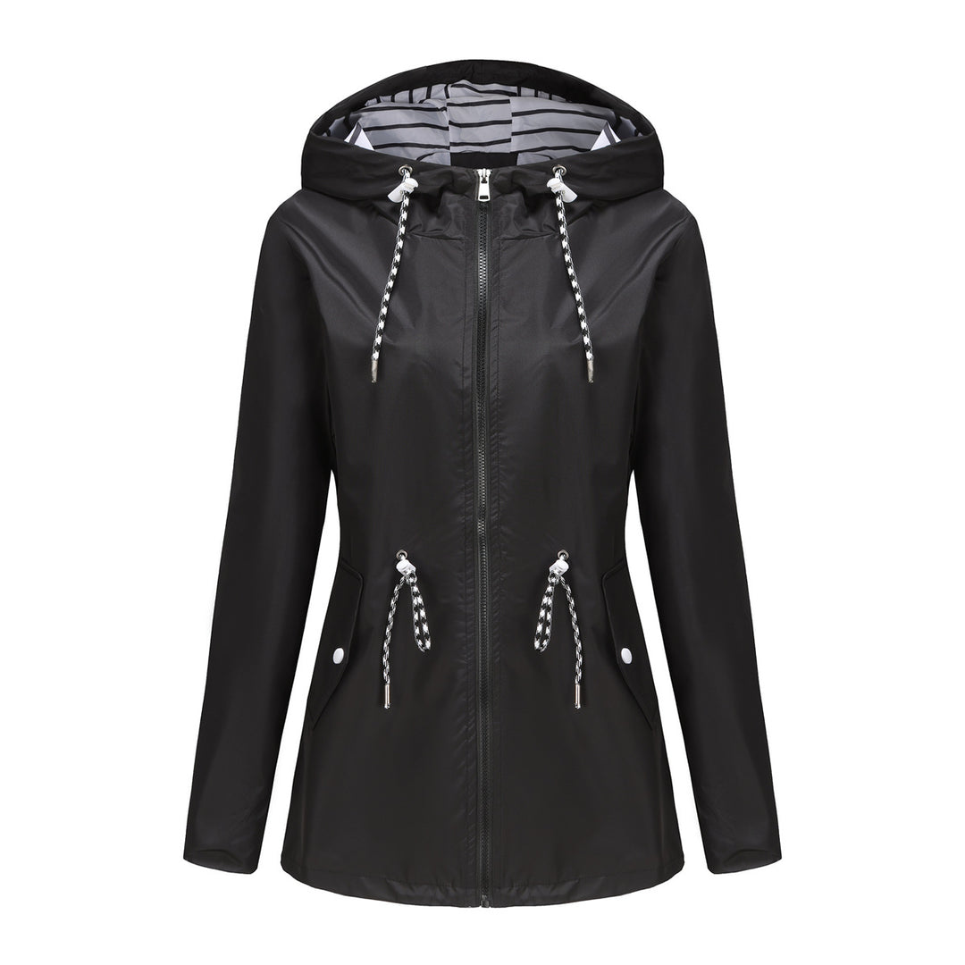 Damen nan leichte wasserdichte Parka Regenjacke mit Taillen-Kordelzug Echo Archiv