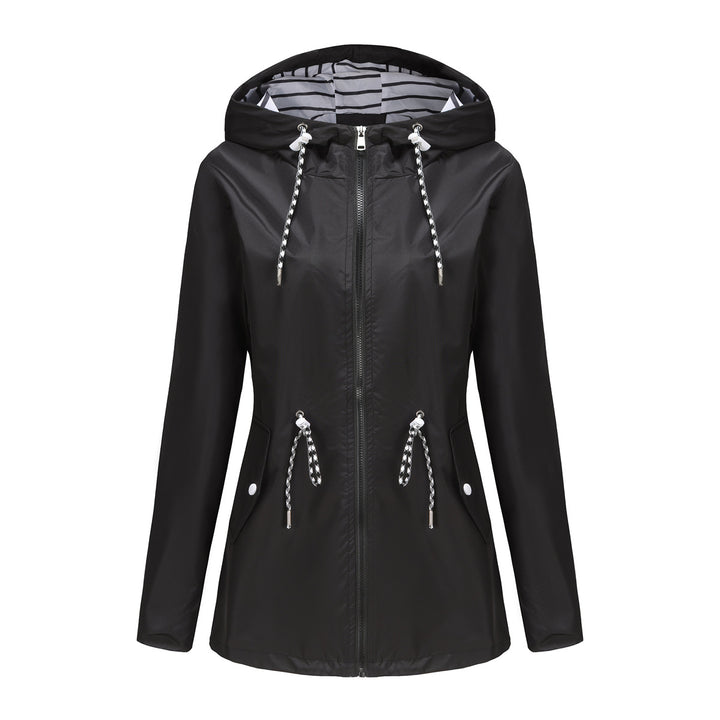 Damen nan leichte wasserdichte Parka Regenjacke mit Taillen-Kordelzug Echo Archiv
