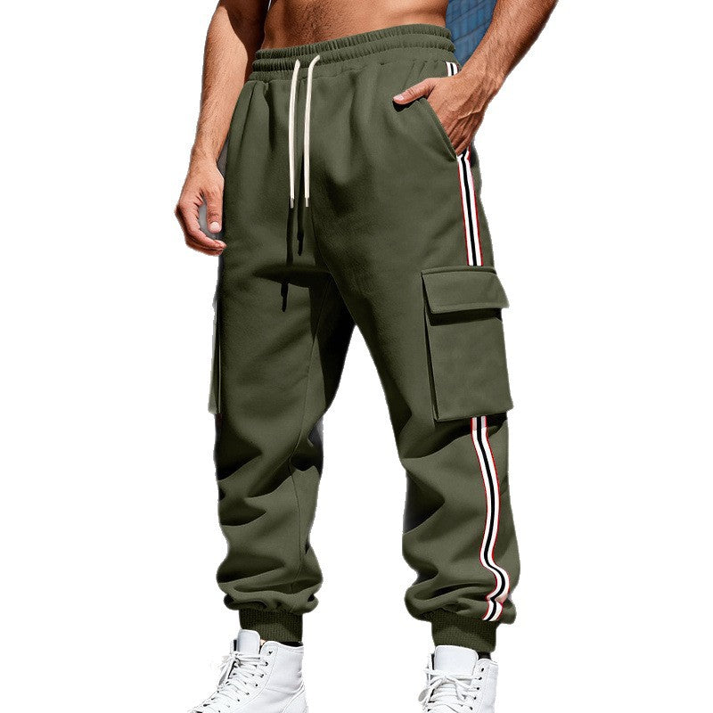 Herren Cargo-Joggerhose mit seitlichen Klapp‑Cargotaschen, Tunnelzug & Rippbündchen – Bravaro
