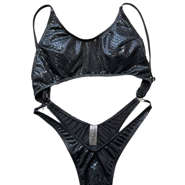 Damen Cut-out Bikini-Top mit schlangenlederähnlichem Muster Echo Archiv