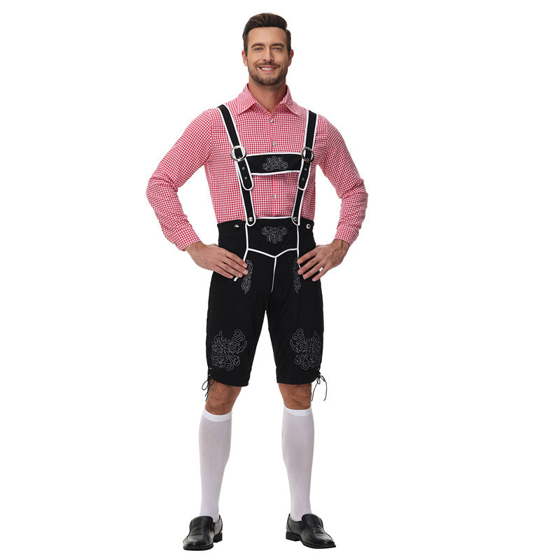 Herren nan traditionelle Trachtenlederhose mit Hosenträgern und Stickereien Echo Archiv