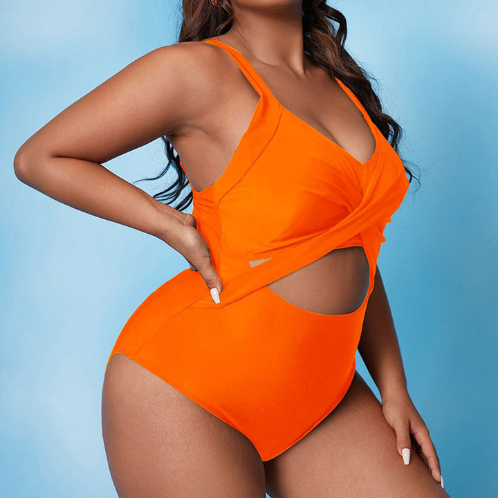 Damen Cut-Out Badeanzug mit Wickeldesign und stützendem Schnitt Echo Archiv