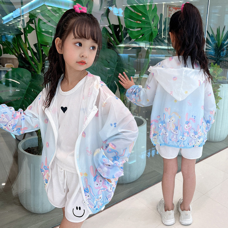 Damen nan leichte transparente Regenjacke für Mädchen mit Kapuze und verspieltem Cartoon-Print Echo Archiv