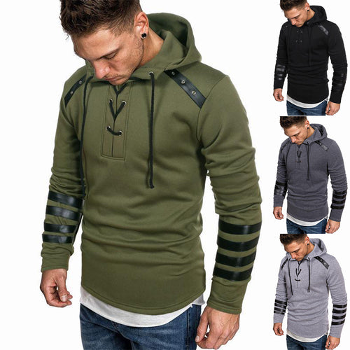Herren lässiger Hoodie mit Lederakzenten Echoarchiv