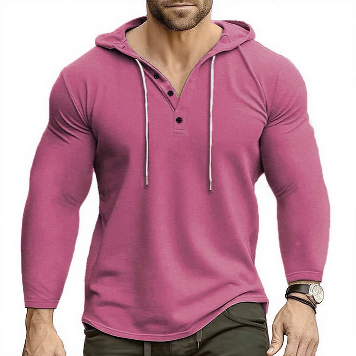 Herren Hoodie mit knöpfbarem Kragen und Kordelzug Echoarchiv