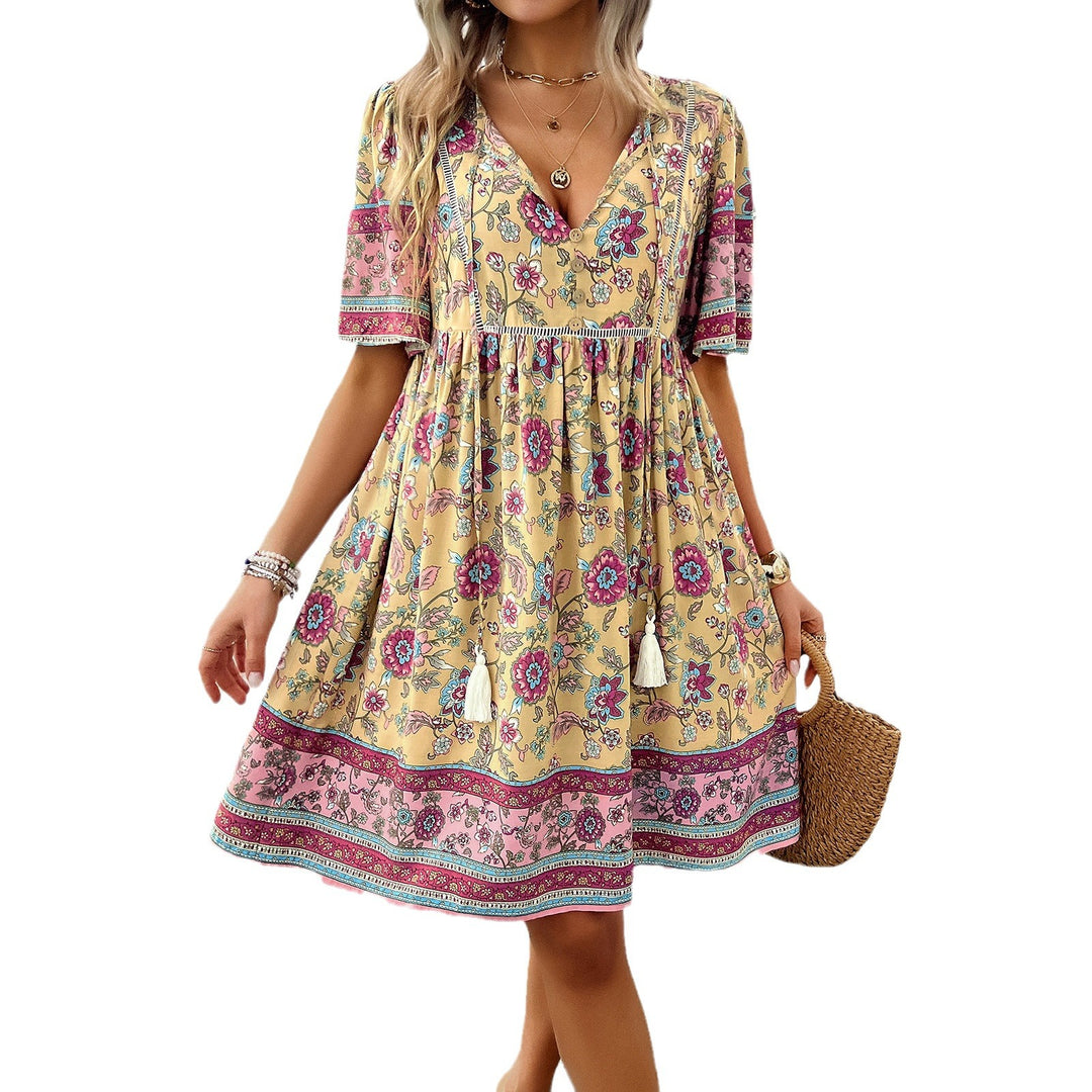Damen Retro-Chic Kleid mit Blumenmuster und fließendem Rock Echo Archiv