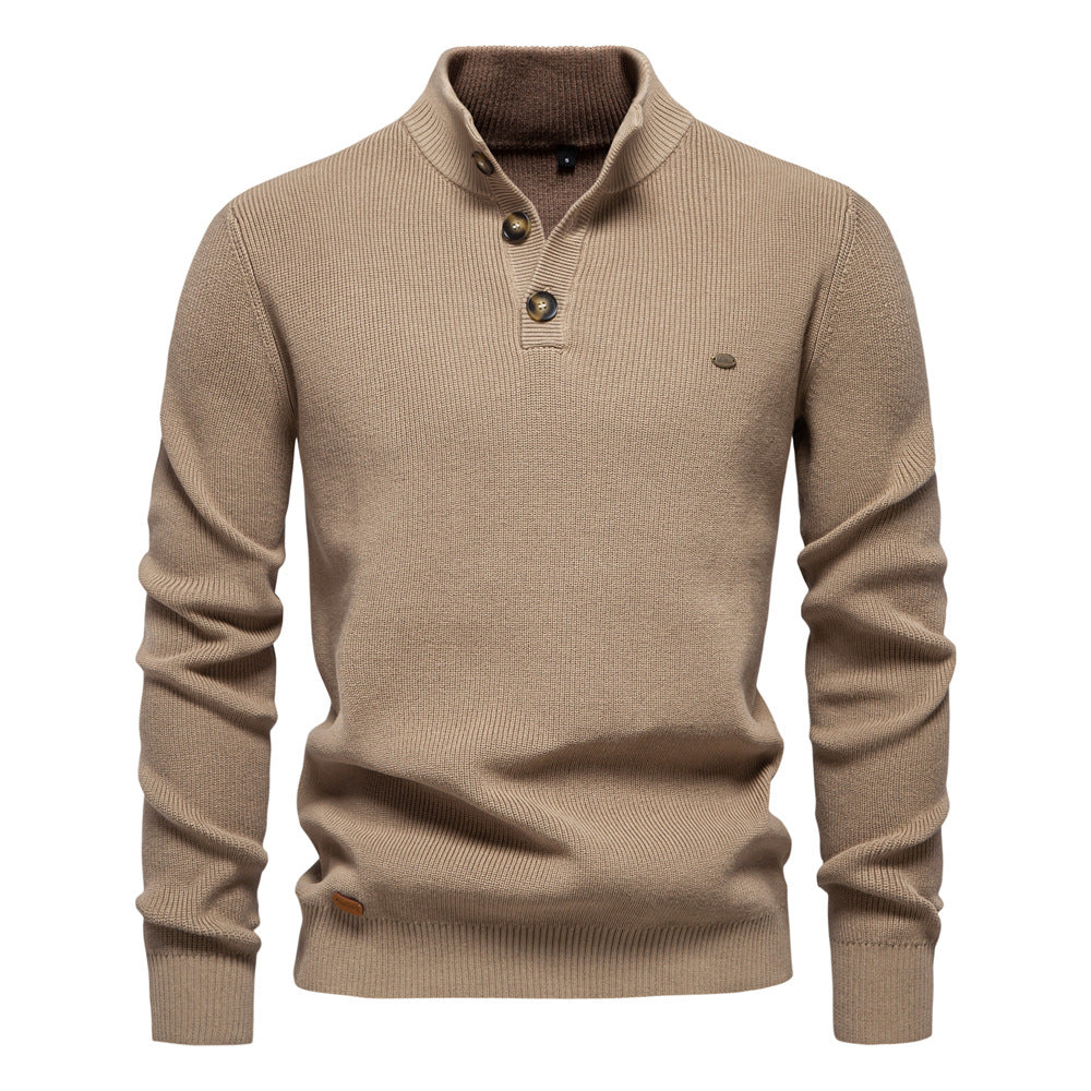 Herren Pullover mit Knopfleiste und strukturiertem Muster Echoarchiv