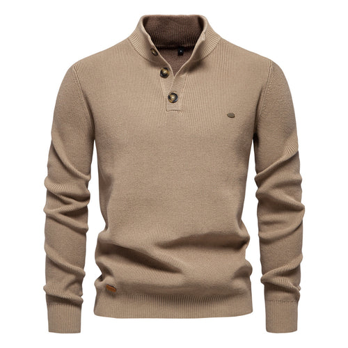 Herren Pullover mit Knopfleiste und strukturiertem Muster Echoarchiv