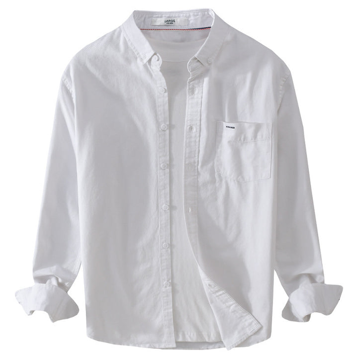 Herren klassisches Button-Down Oxfordhemd aus Baumwolle mit Kentkragen lockerer Schnitt und Brusttasche Echoarchiv
