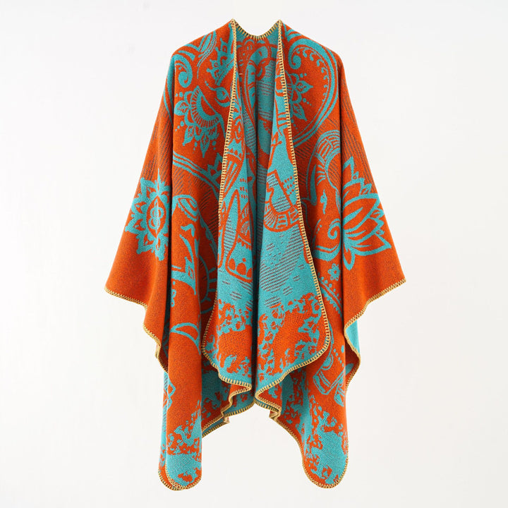 Damen Ornamentales Jacquard-Wickelcape mit weichem Fall Echo Archiv