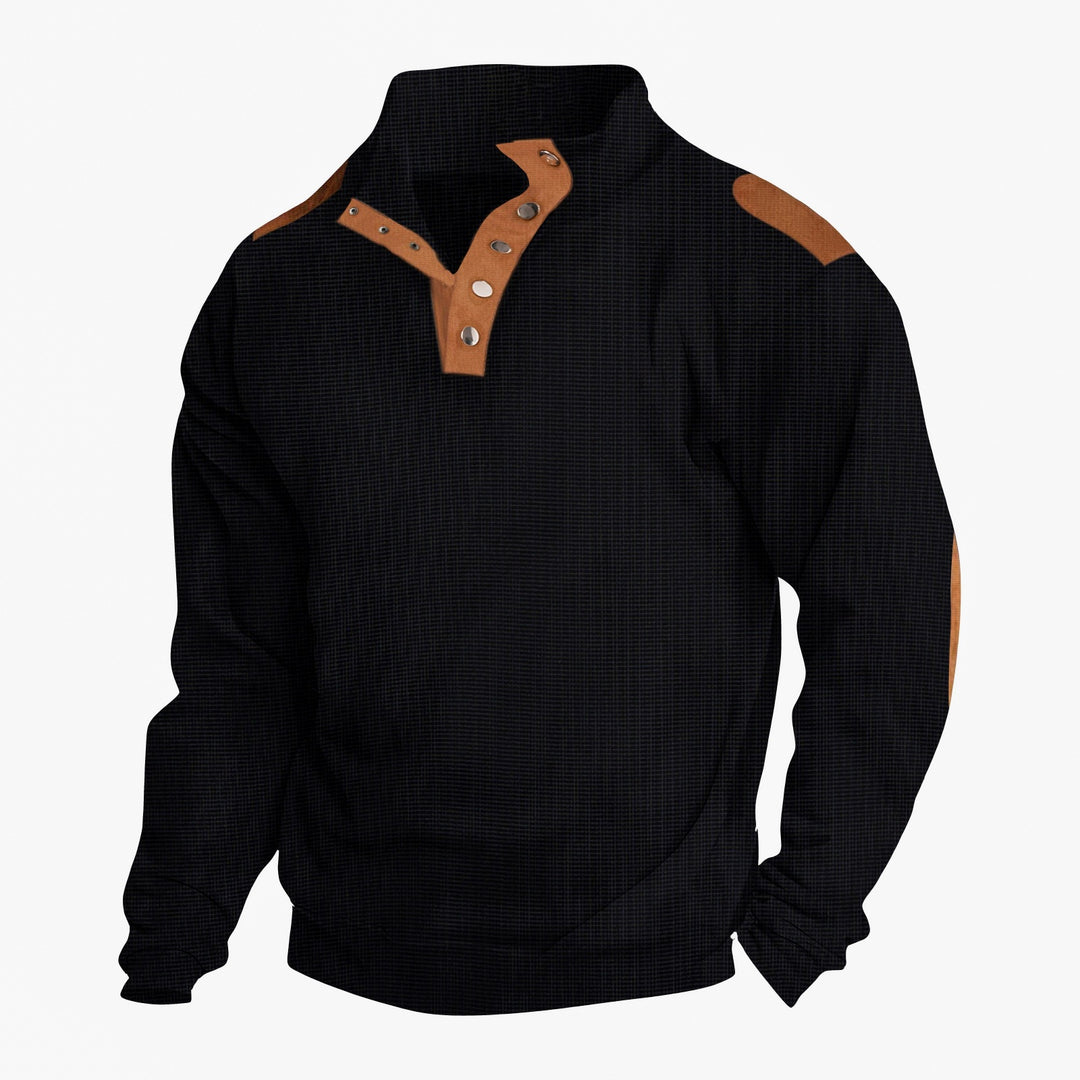 Herren Pullover mit modischem Knopfleisten-Design und strukturierten Ärmeln Echoarchiv