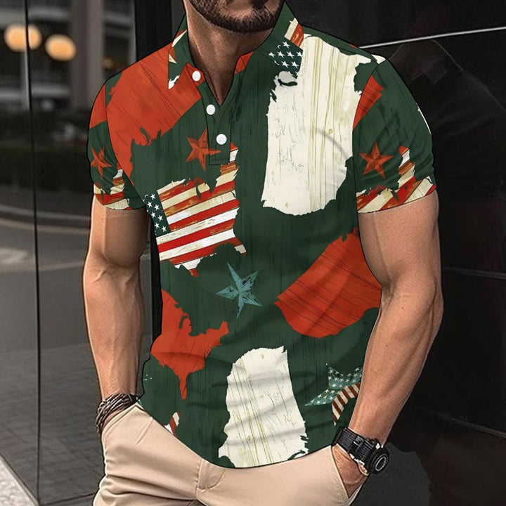 Herren Kurzarm-Hemd mit einzigartigem Länder-Design Echoarchiv