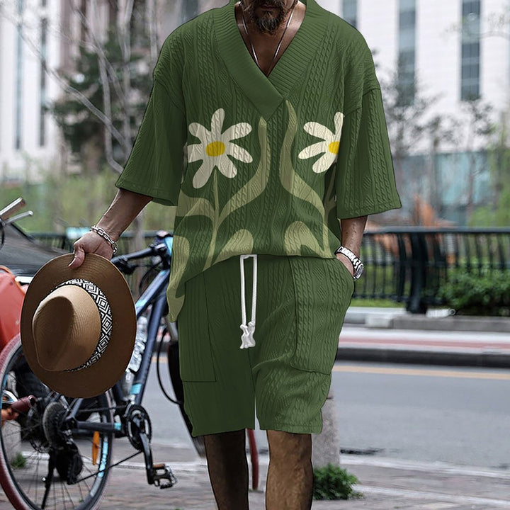 Herren lässiges Tunika-Outfit mit kreativem Blumenmuster Echoarchiv