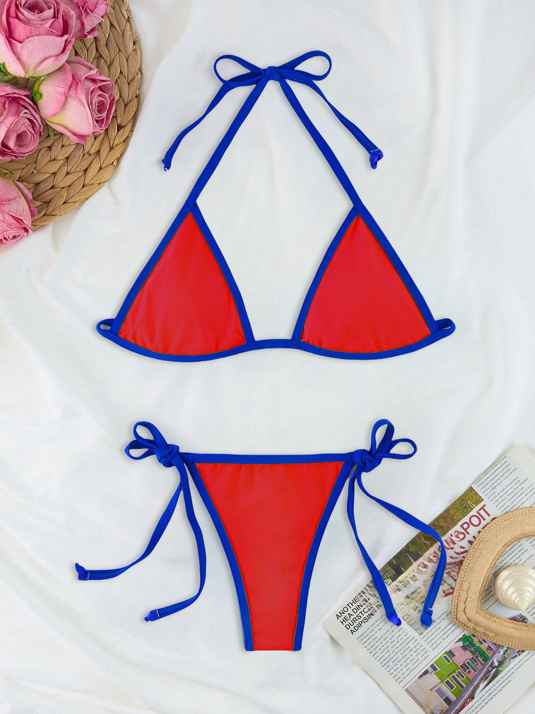 Damen Triangel-Bikini-Set mit individuell anpassbarem Kordelzug Echo Archiv
