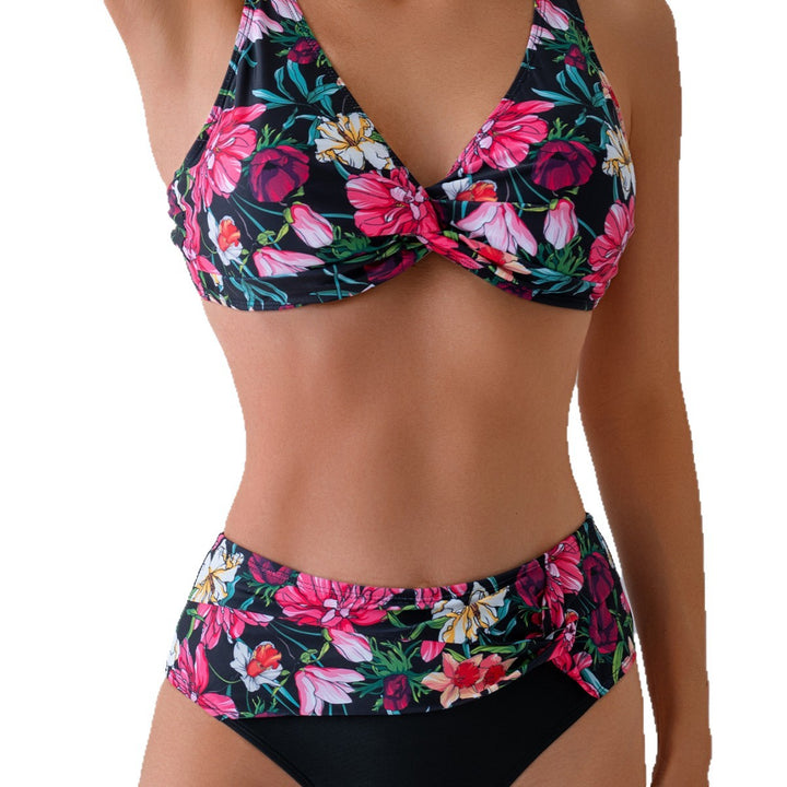 Damen Hochwertiges Bikini-Set mit floralem Oberteil und taillierter Hose Echo Archiv