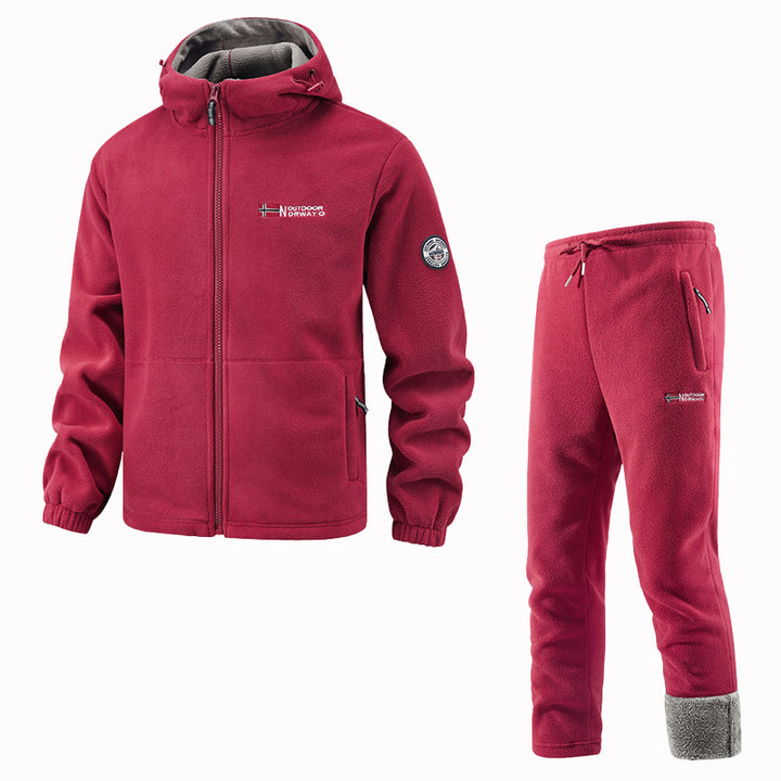 Herren Thermo-Fleece-Set mit Kapuzenjacke, Sherpa-gefüttert und elastischer Jogginghose – Marzano