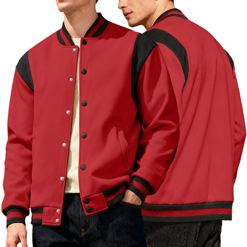 Herren lässige Collegejacke mit Druckknöpfen und elastischen Bündchen Echoarchiv