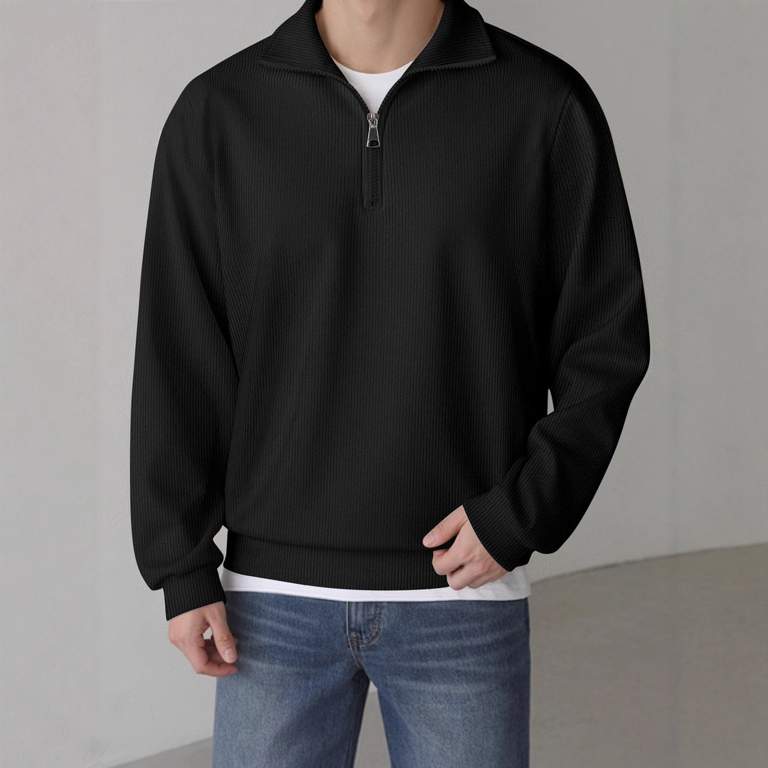 Herren lässiger Pullover mit halbem Reißverschluss Echoarchiv