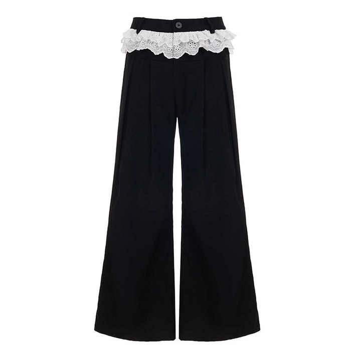 Damen Palazzo-Hose mit hohem Bund und dekorativem Spitzen-Volant Echo Archiv