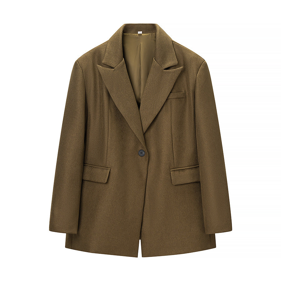 Damen Zweiteiliges Wollmix-Blazer- und Palazzo-Hosen-Set mit Ein-Knopf-Sakko und Bügelfalte Echo Archiv