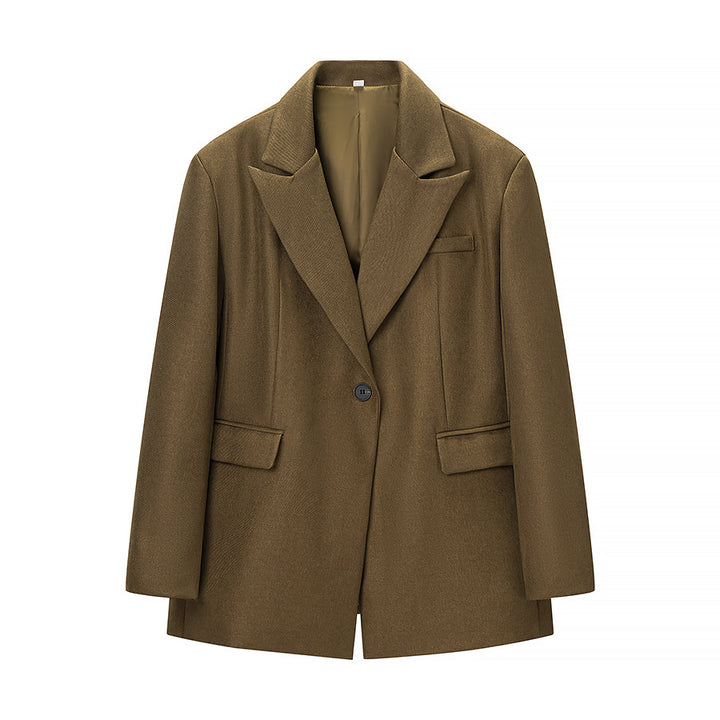 Damen Zweiteiliges Wollmix-Blazer- und Palazzo-Hosen-Set mit Ein-Knopf-Sakko und Bügelfalte Echo Archiv