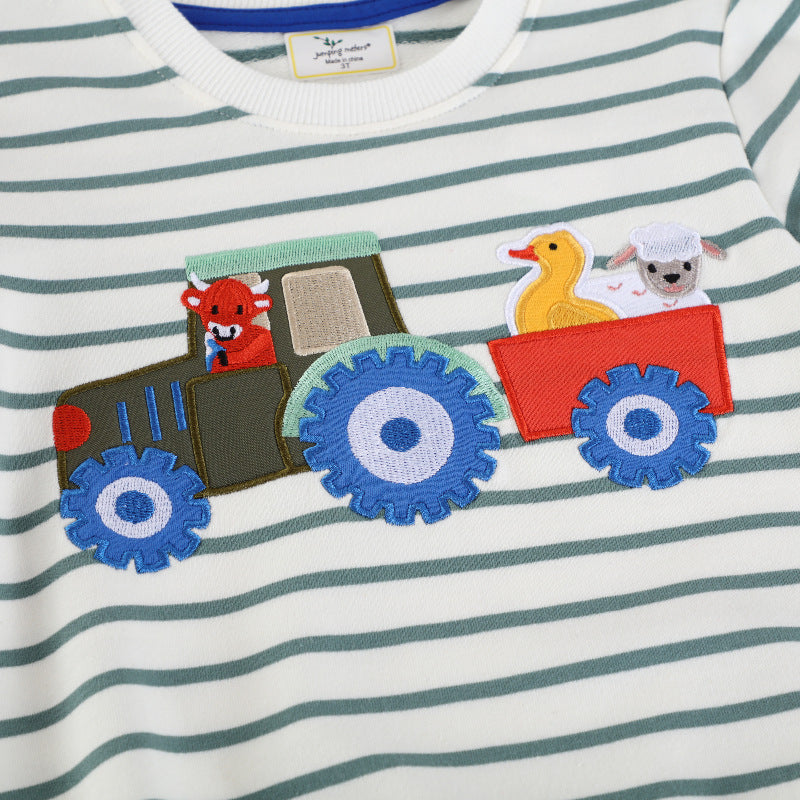 Jungen Sweatshirt mit lebhaftem Traktordesign und Tierapplikationen Echo Archiv