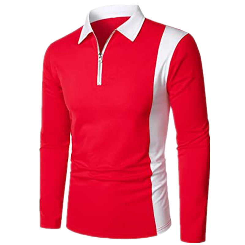 Herren Langarm Polohemd mit sportlichem Zip-Design und modernen Farbdetails Echoarchiv