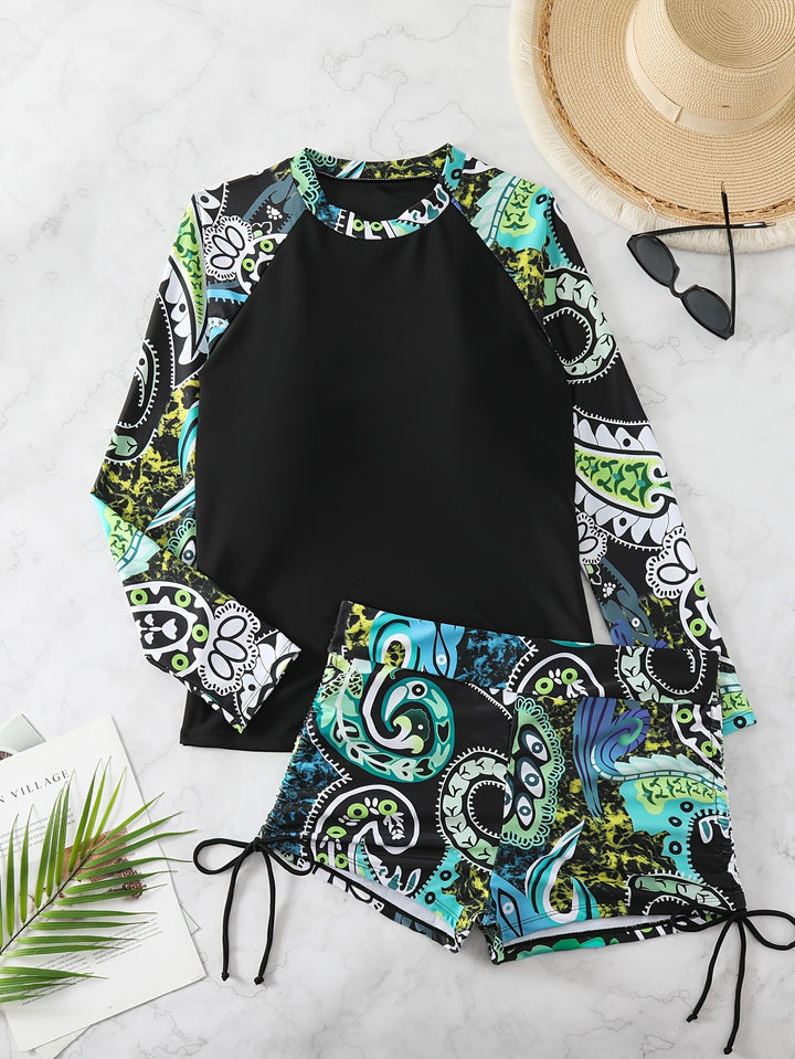 Damen Rashguard mit kurzen Badeshorts Echo Archiv