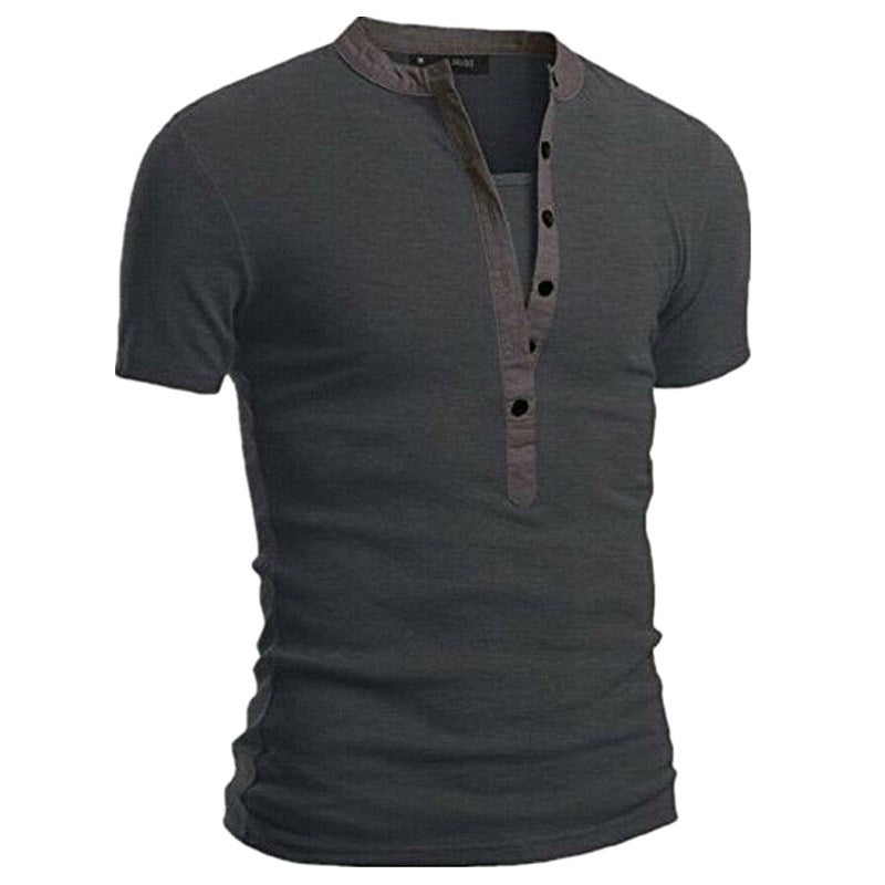 Herren Kurzarm Shirt mit modernen Knöpfen und gestepptem Kragen Echoarchiv
