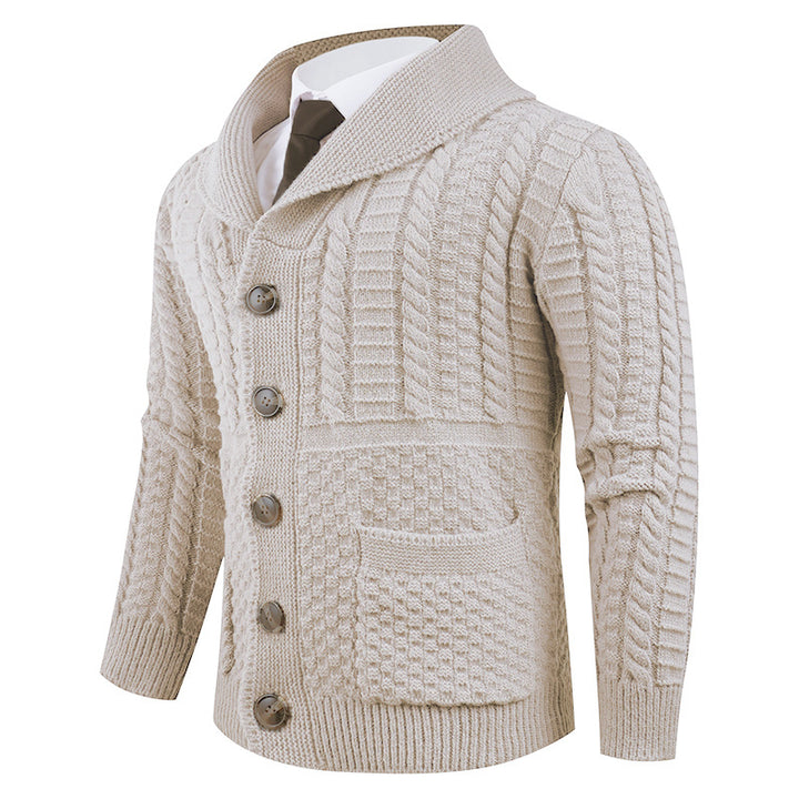 Herren Strickjacke mit modernem Schalkragen und praktischen Knöpfen Echoarchiv
