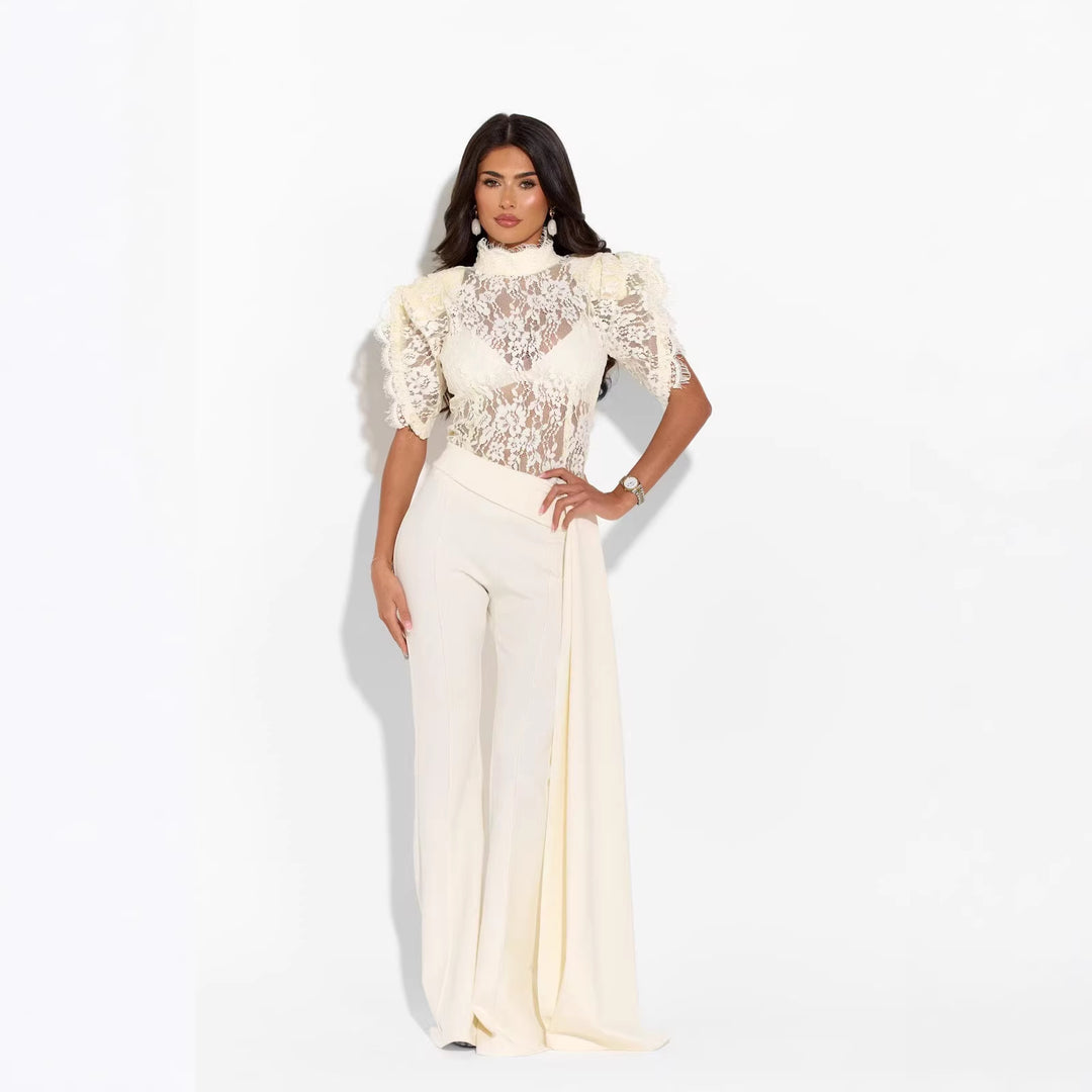 Damen Elegante Flared-Hose mit seitlichem Drapierungseffekt Echo Archiv