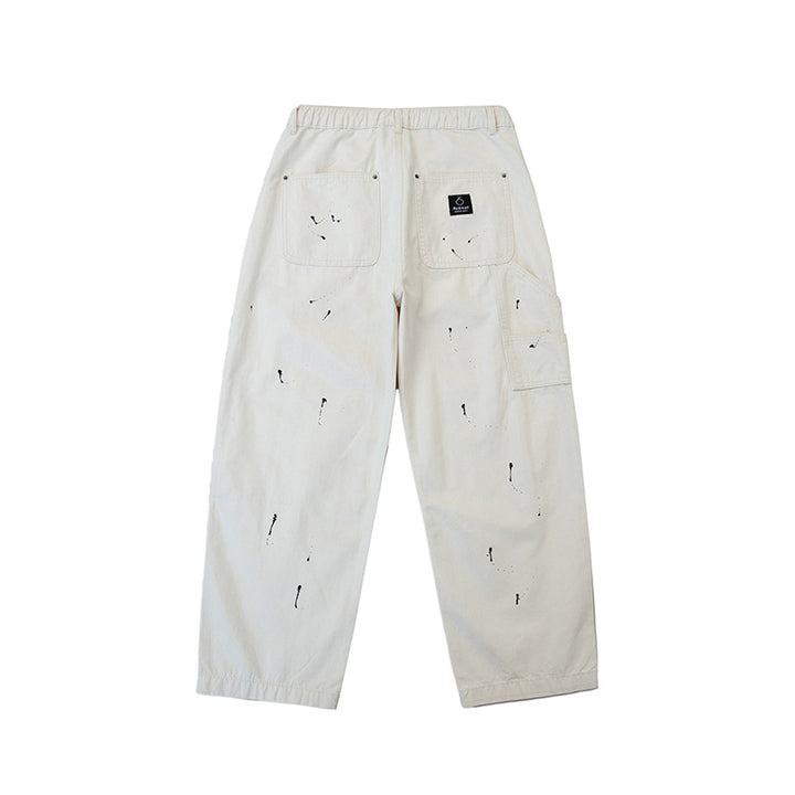 Unisex Weite Canvas-Hose mit elastischem Bund, Tunnelzug und Paint‑Splatter‑Details Echoarchiv