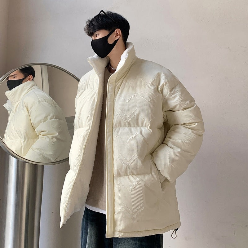 Herren Übergroße Pufferjacke mit hohen Kragen und elastischen Bündchen Echoarchiv