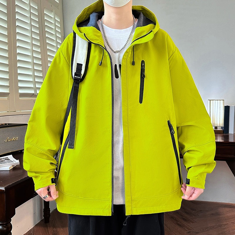 Herren Boxy-Kapuzen-Softshelljacke mit verdecktem Reißverschluss, Multifunktionalen Zipper-Taschen & Oversize-Schnitt Echoarchiv