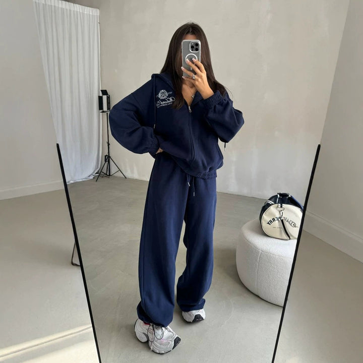 Damen Weiches Oversize-Kapuzen-Sweatjacken-Set mit weiter Jogginghose Echoarchiv